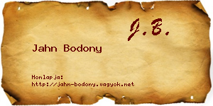 Jahn Bodony névjegykártya